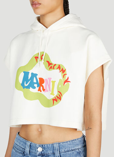 Ouroboros Snake Cropped Hooded Sweatshirt Marni x No Vacancy Ouroboros Snake Cropped Hooded Sweatshirt White mvy0253008