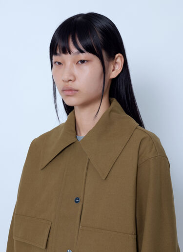 LN-CC® - GANNI: Workwear Canvas Short Barn Jacket - Brown GANNI Workwear Canvas Short Barn Jacket Brown gan0265017