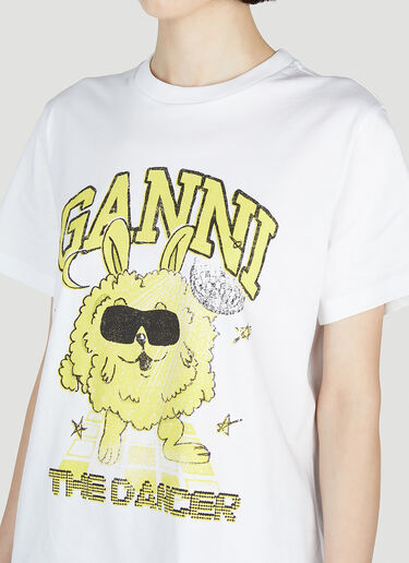 GANNI Dance Bunny Short Sleeve T-Shirt White gan0253098