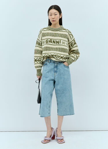 Logo Jacquard Wool Sweater GANNI Logo Jacquard Wool Sweater Beige gan0254037