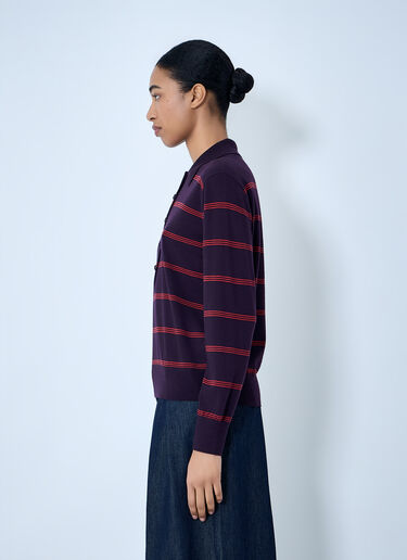 Dries Van Noten Striped Knit Polo Sweater Purple dvn0263013
