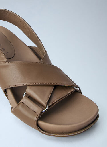 LN-CC® - Marni: Leather Slingback Sandals - Brown Marni Leather Slingback Sandals Brown mni0266008