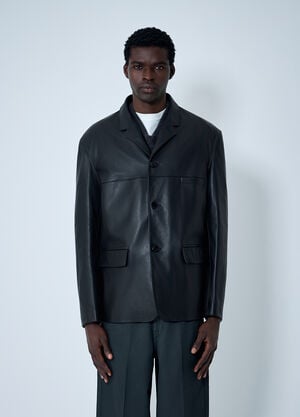Lemaire Single-Breasted Leather Blazer Black lem0162015