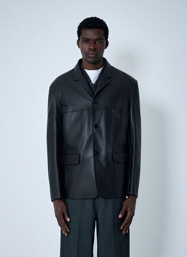 Single-Breasted Leather Blazer Lemaire Single-Breasted Leather Blazer Black lem0162015