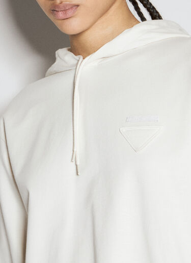 Prada Logo Patch Hooded Sweatshirt Cream pra0256004