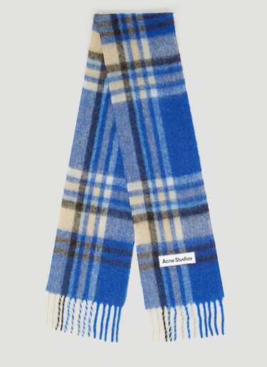 Acne Studios Logo Patch Check Scarf Blue acn0154050