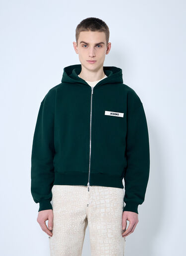 Jacquemus Le Hoodie Zip Up Dark Green jac0160015