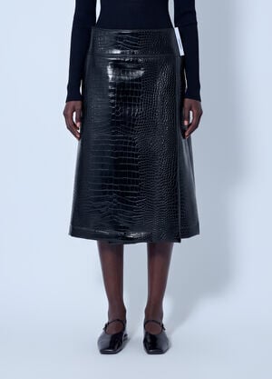 Sportmax Aquile Embossed Midi Skirt Black spx0266021