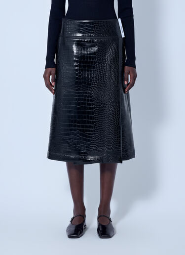 LN-CC® - Sportmax: Aquile Embossed Midi Skirt - Black Sportmax Aquile Embossed Midi Skirt Black spx0266021