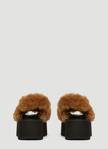 Marni [퍼스벳] 시어링 웨지 샌들 브라운 mni0249034