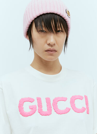 로고 자수 면 저지 티셔츠 Gucci 로고 자수 면 저지 티셔츠 화이트 guc0255058