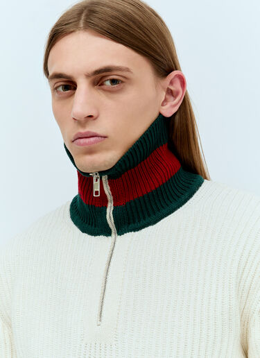 Wool Knit Web Sweater Gucci Wool Knit Web Sweater Cream guc0155026