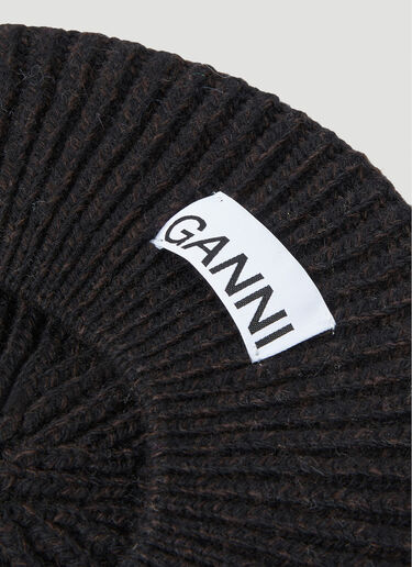 GANNI Structured Rib Beret Black gan0251055