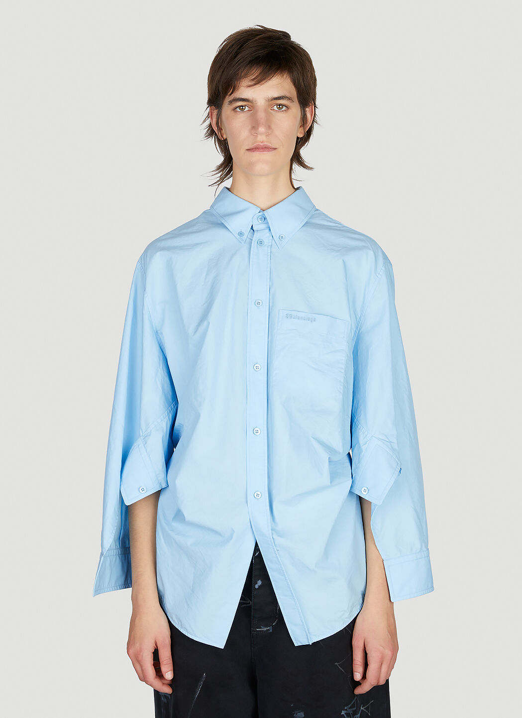 Balenciaga Swing Twisted Shirt in Light Blue fur Damen LN CC