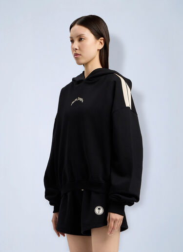 Palm Angels Curved Logo Loose Crop Hoodie Black pma0264186