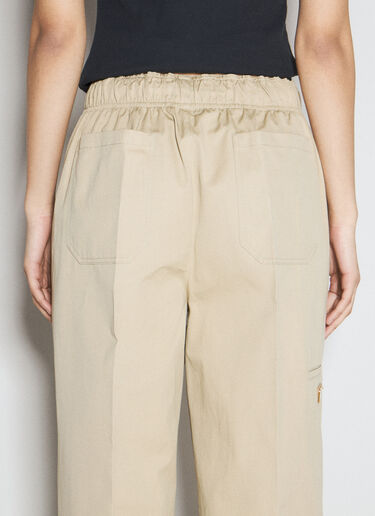 Prada Logo Plaque Canvas Pants Beige pra0256003