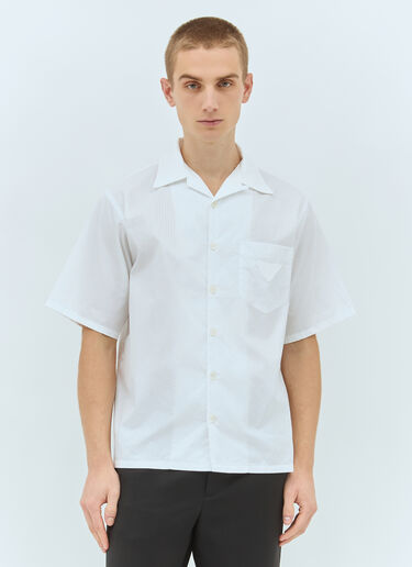 Prada Striped Short-Sleeve Shirt White pra0160004