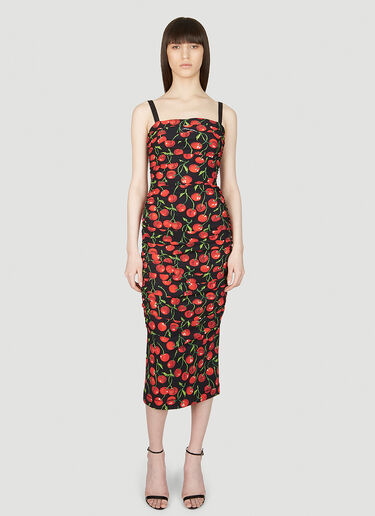 Dolce & Gabbana Cherry Midi Dress Black dol0253008