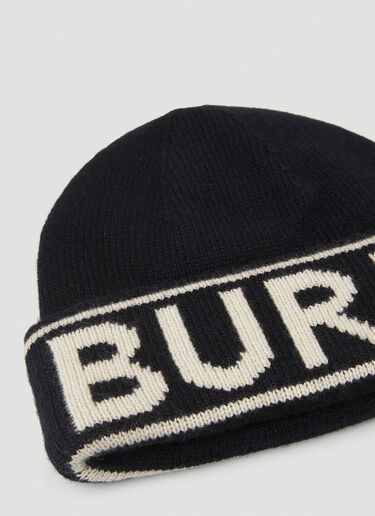 Burberry Logo Intarsia Beanie Hat Black bur0346018