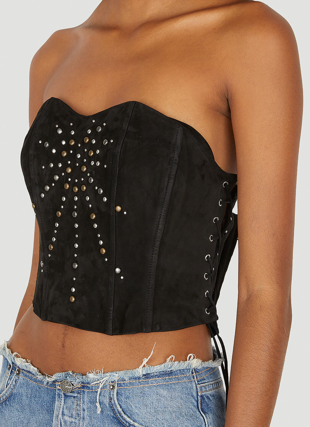 Guess USA Lace Up Bustier Top in Black LN CC