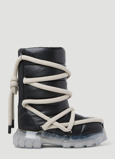 Rick Owens Unisex Lunar Tractor Padded Leather Boots in Black | LN-CC®