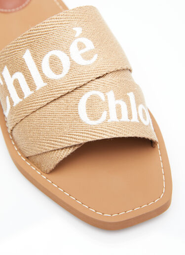 Chloé Woody Flat Mule Slides Beige chl0255040