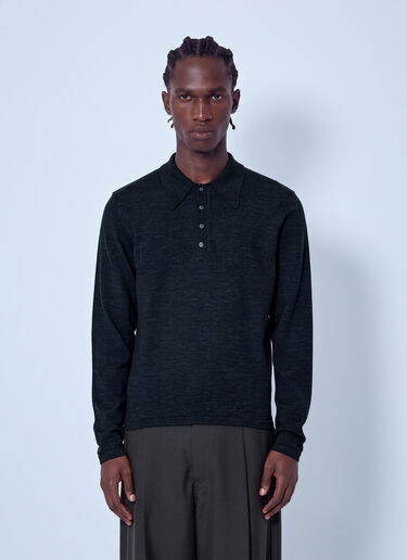 LN-CC® - Lemaire: Ls Knitted Polo Top - Black Lemaire Ls Knitted Polo Top Black lem0166017