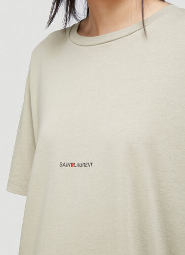 Saint Laurent Logo T-Shirt Beige sla0243013