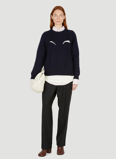 Layered Cut Out Sweater Maison Margiela Layered Cut Out Sweater Blue mla0250039