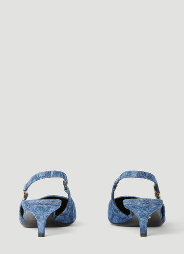 Versace 巴洛克牛仔低露跟浅口鞋 蓝色 ver0255019