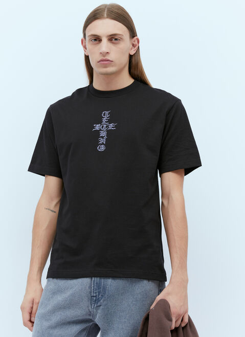PSYCHWORLD Cross Logo Print T-Shirt Black psy0340002