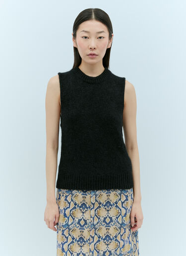 GANNI 브러싱 마감 알파카 O-넥 베스트 블랙 gan0255028