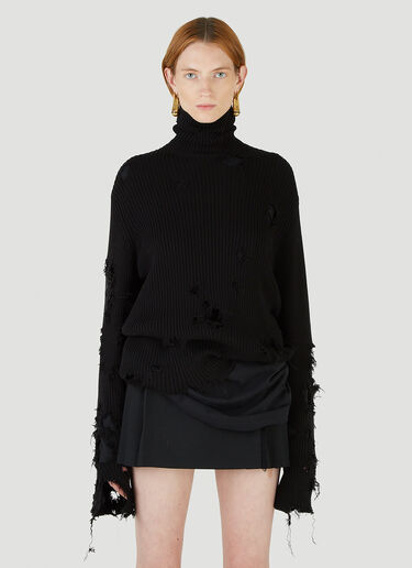 Balenciaga Destroyed Turtleneck Sweater Black bal0245126