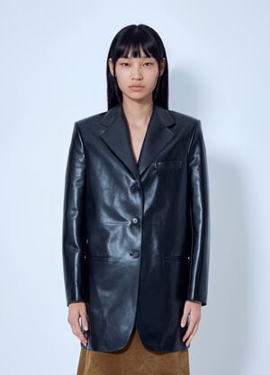 Jil Sander Single-Breasted Leather Blazer Black jil0266018