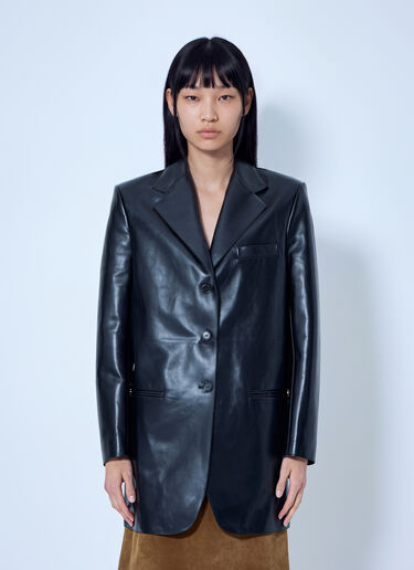 LN-CC® - Jil Sander: Single-Breasted Leather Blazer - Black Jil Sander Single-Breasted Leather Blazer Black jil0266018