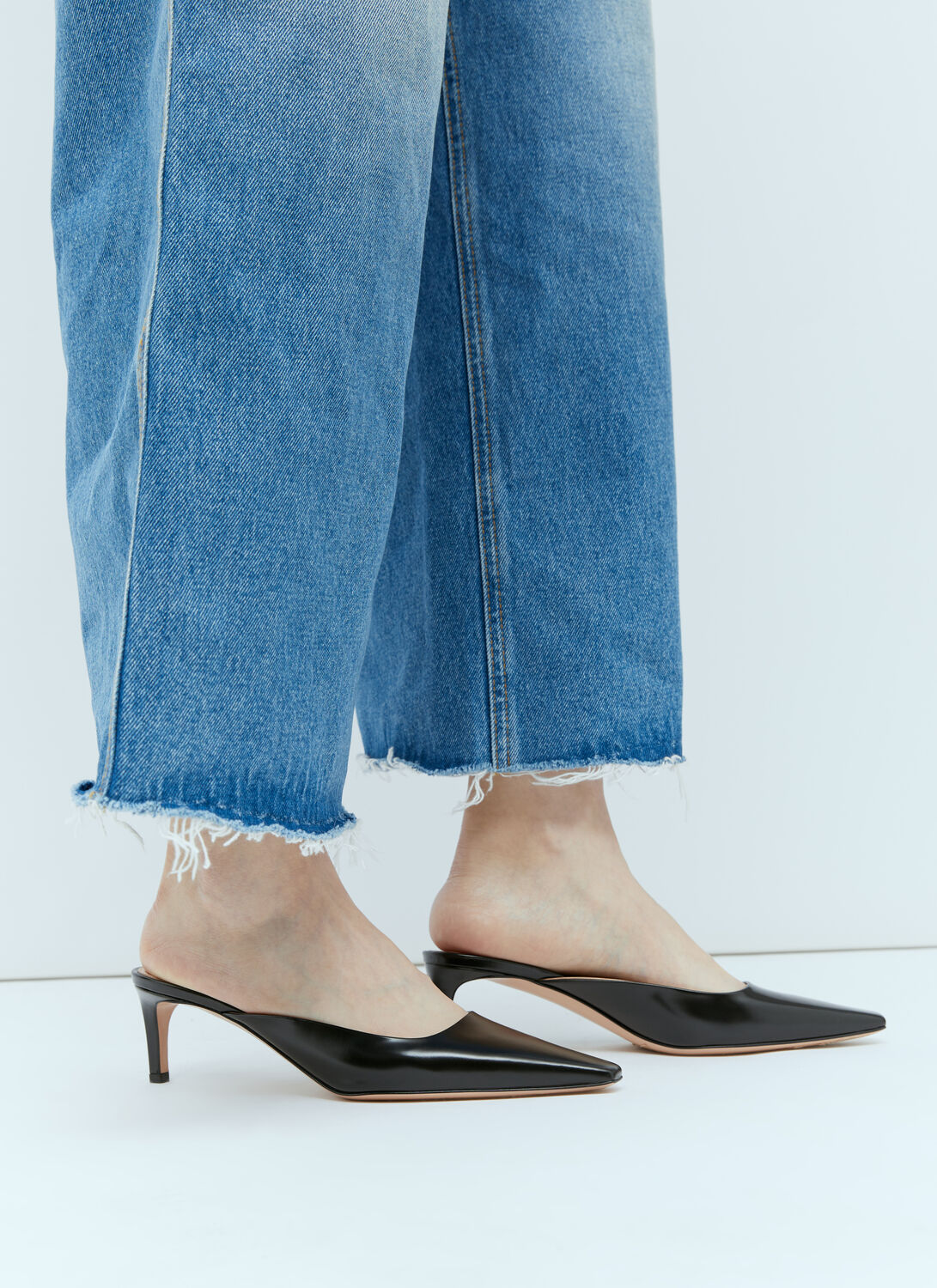 Shop Gianvito Rossi Lindsay Heeled Mules In Black