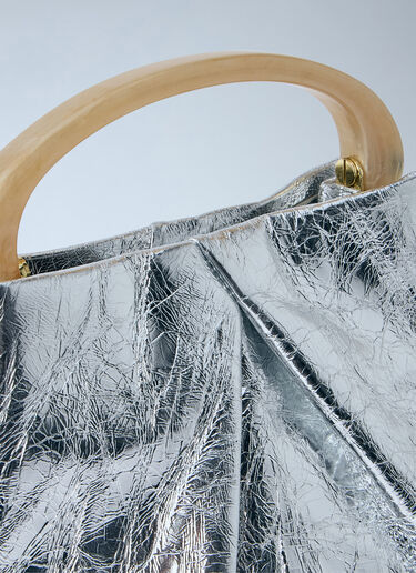 Dries Van Noten Metallic Structured Handbag Silver dvn0263017