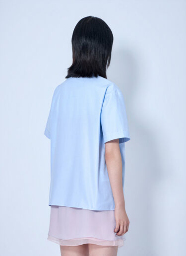 Miu Miu Short-Sleeve Cotton Poplin Shirt Blue miu0265005