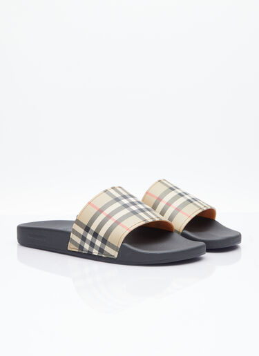 Burberry Vintage Check Print Slides Beige bur0151073