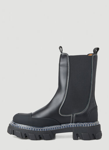 GANNI Cleated Chelsea Boots Black gan0250016