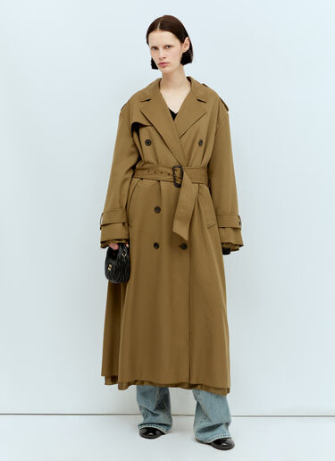 Miu Miu Double-Breasted Gabardine Trench Coat Khaki miu0256082