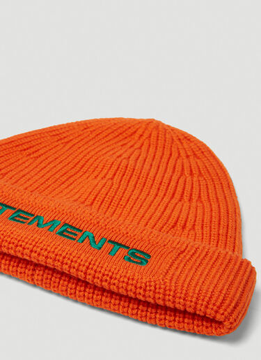VETEMENTS Logo Embroidered Beanie Hat Orange vet0150020