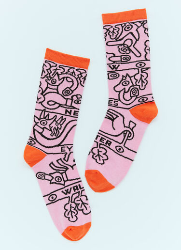 Walter Van Beirendonck New Eyes Socks Pink wlt0154037