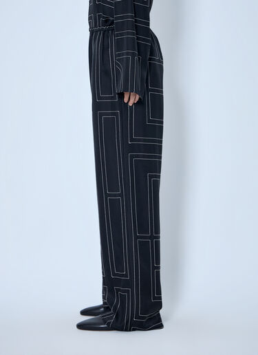 LN-CC® - Toteme: Monogram Silk Pj Pants - Black Toteme Monogram Silk Pj Pants Black tot0265079