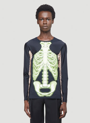 Marine Serre Skeleton Long-Sleeved T-Shirt Black mrs0142005