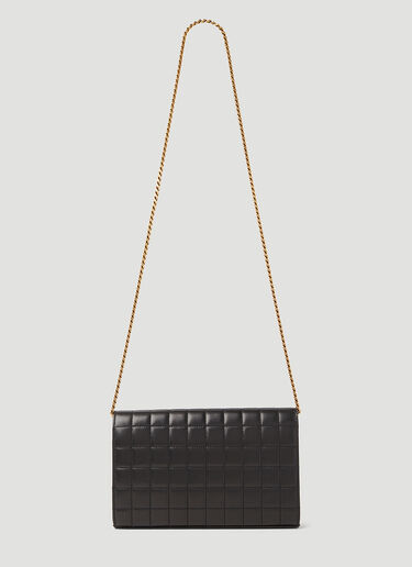 Saint Laurent Cassandre Matelassé Carré Chain Wallet Black sla0252083