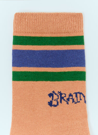 Brain Dead Logo Striped Quarter Socks Orange bra0156009