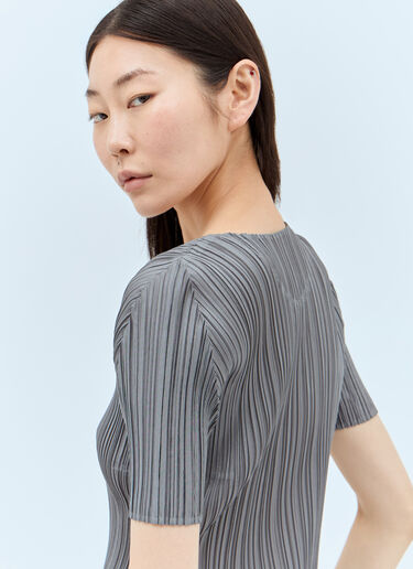 Pleats Please Issey Miyake Short-Sleeve Pleated Top Grey plp0257032