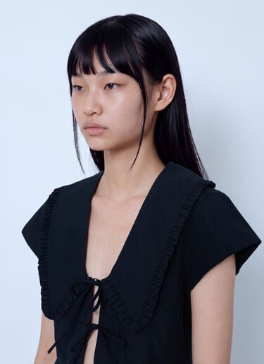 LN-CC® - GANNI: Compact Poplin Collar Blouse - Black GANNI Compact Poplin Collar Blouse Black gan0265038