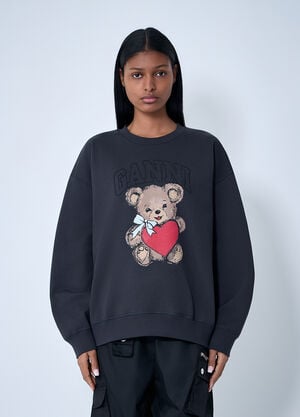 GANNI Logo Motif Sweatshirt Black gan0263008